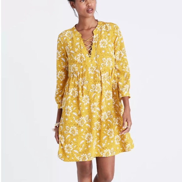 Madewell Dresses & Skirts - MADEWELL Silk Lace-Up Dress in Assam Floral, Size Small